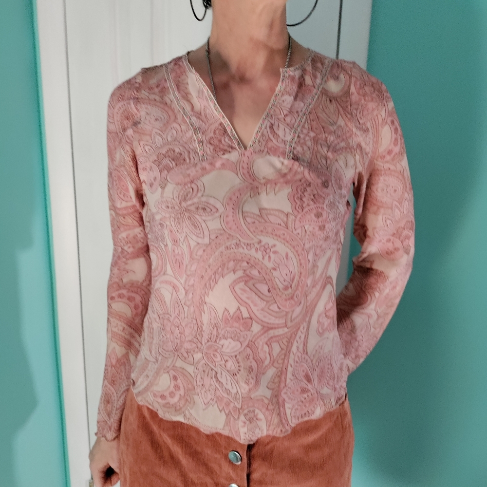 3/30 Vintage Paisley Sheer Top